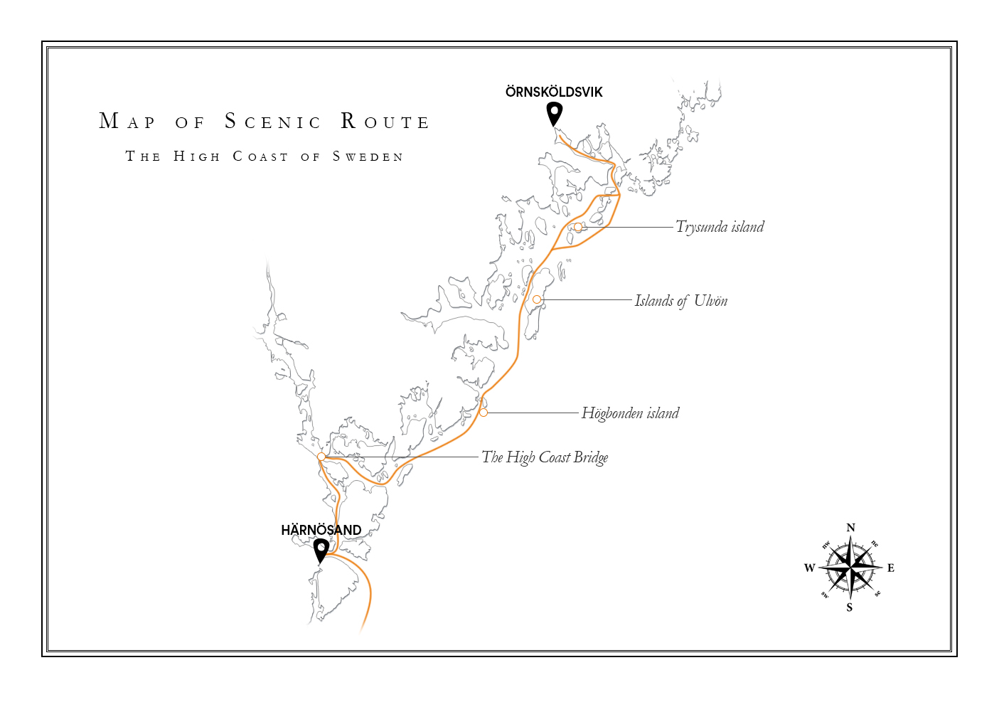 Map of scenic route High Coast 