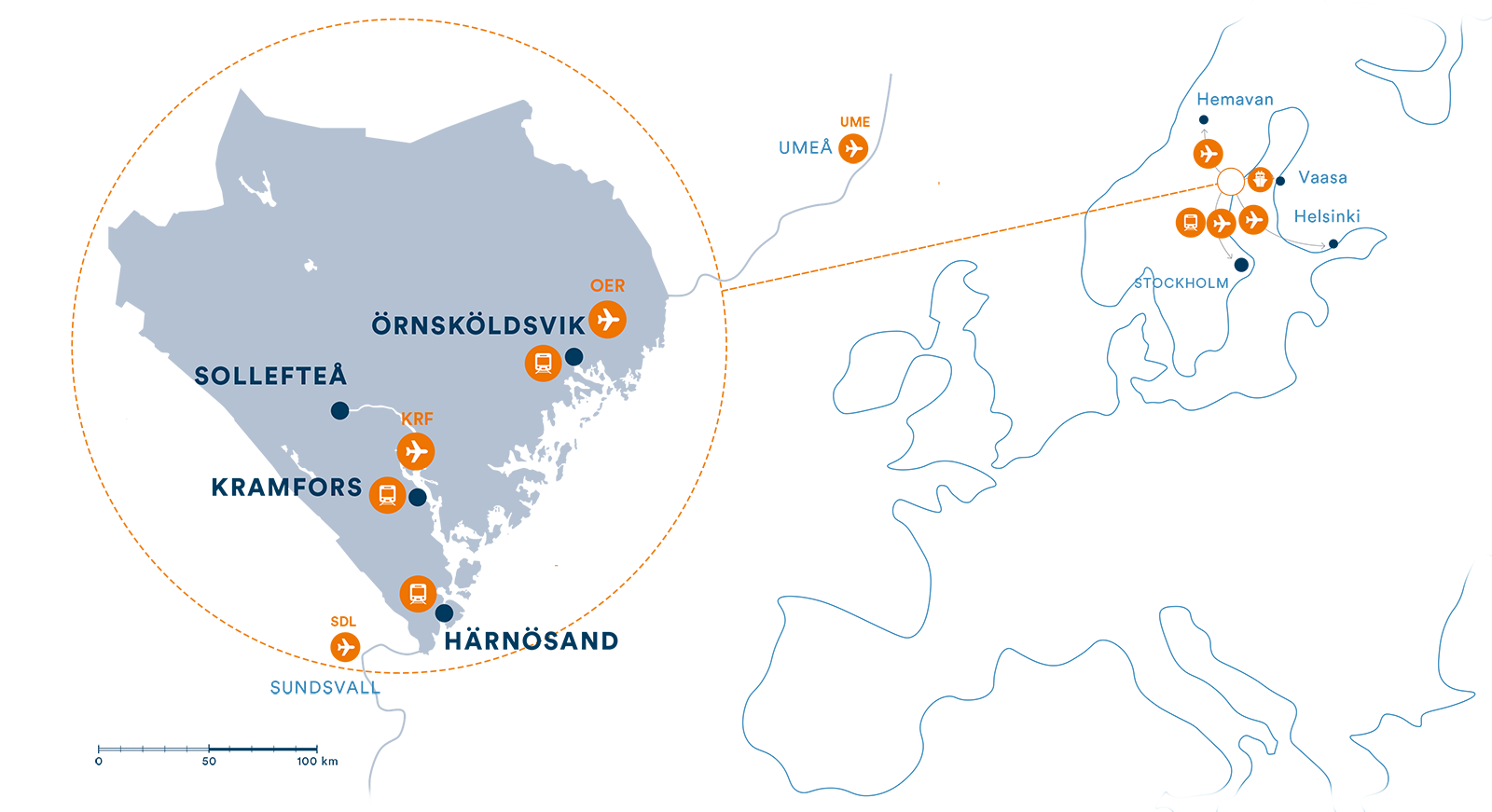 High Coast overview map Europe