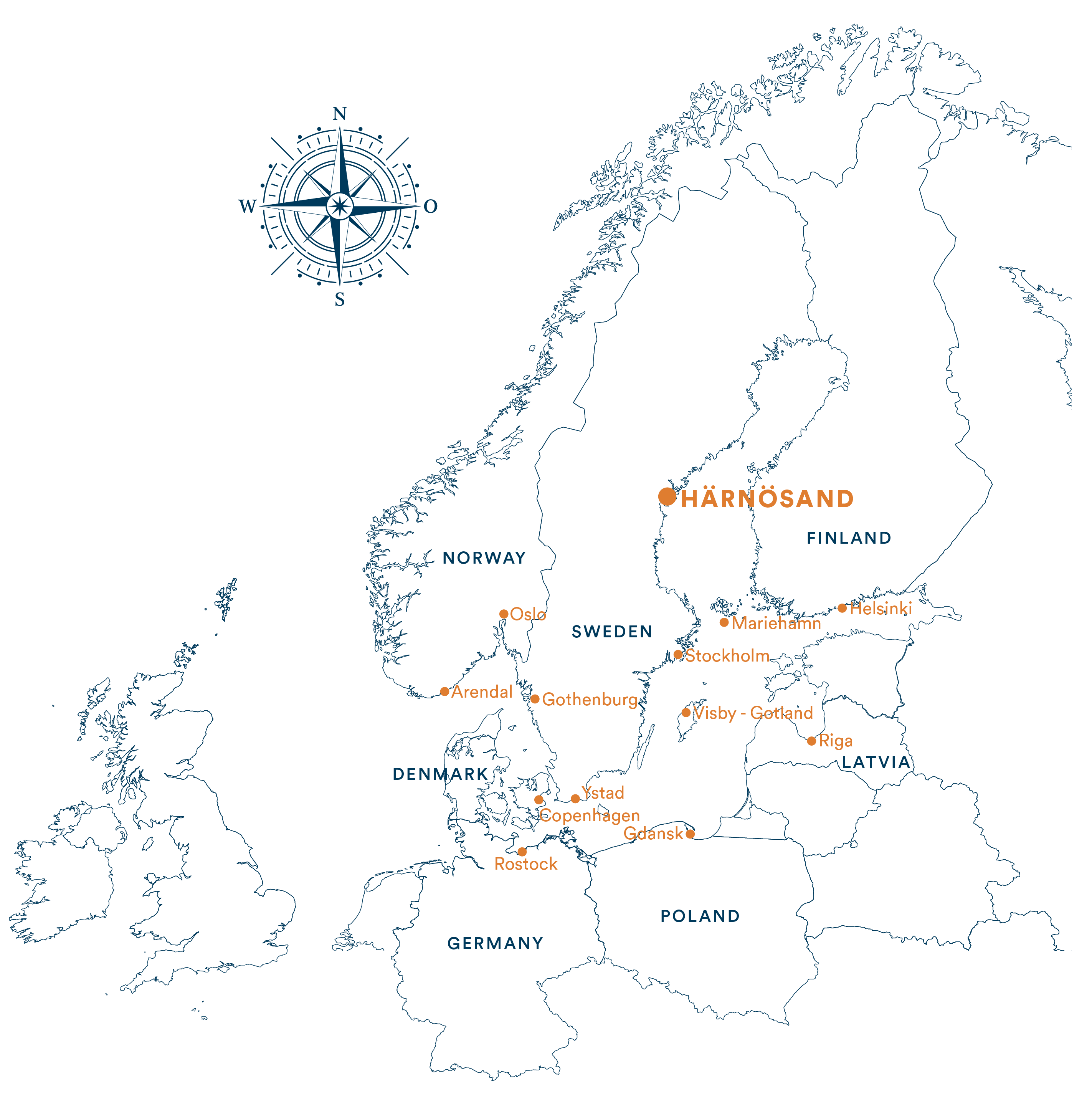 karta över hamnar i östersjön