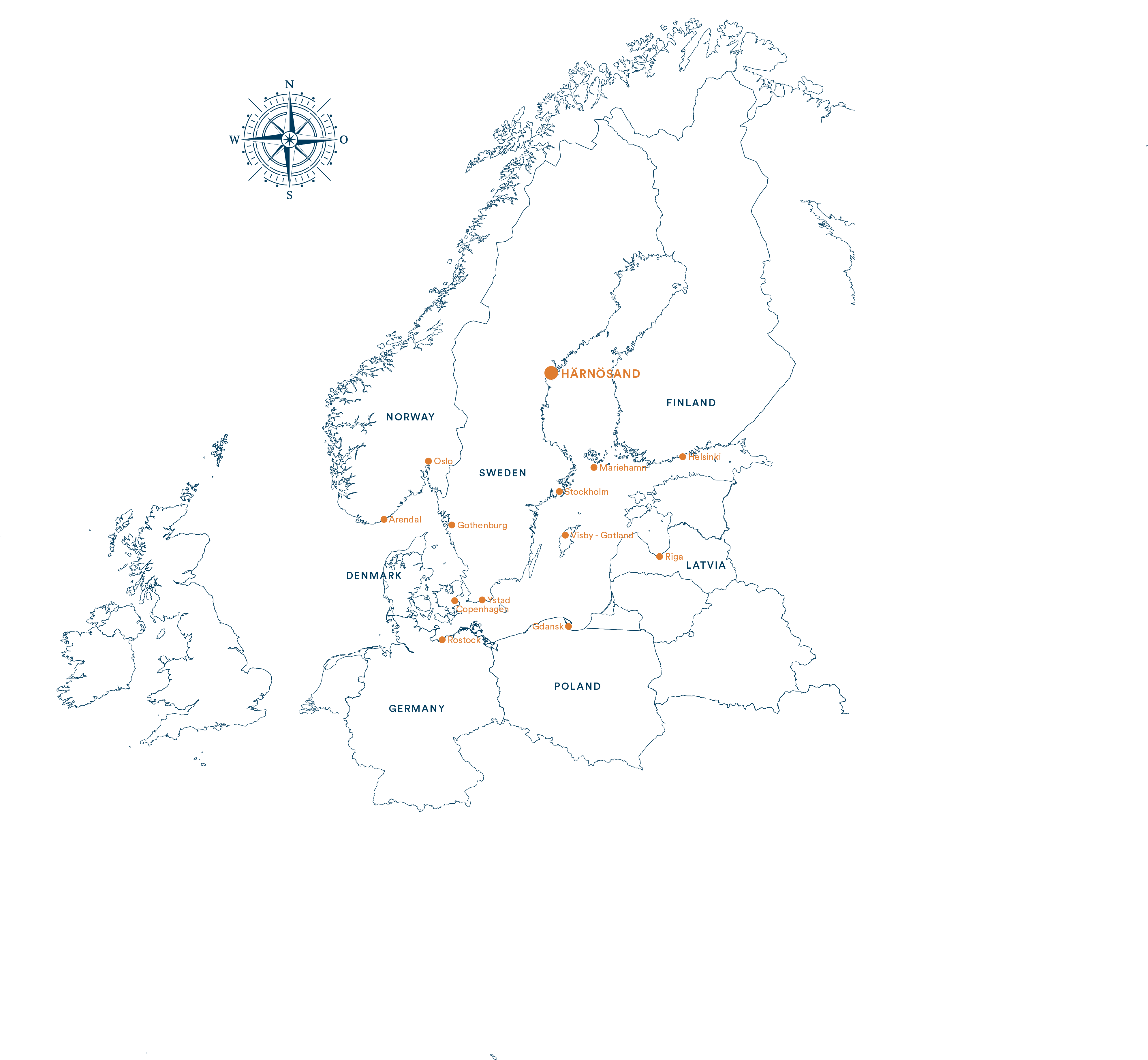 karta över kryssningar i östersjön