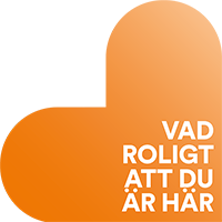 Hjärta med texten Vad roligt att du är här